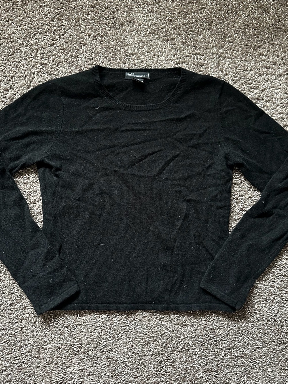 100% Cashmere Black Crewneck Sweater Grace Cashmere P/L